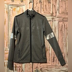 bebe Gray Sweatshirt with Silver Accents